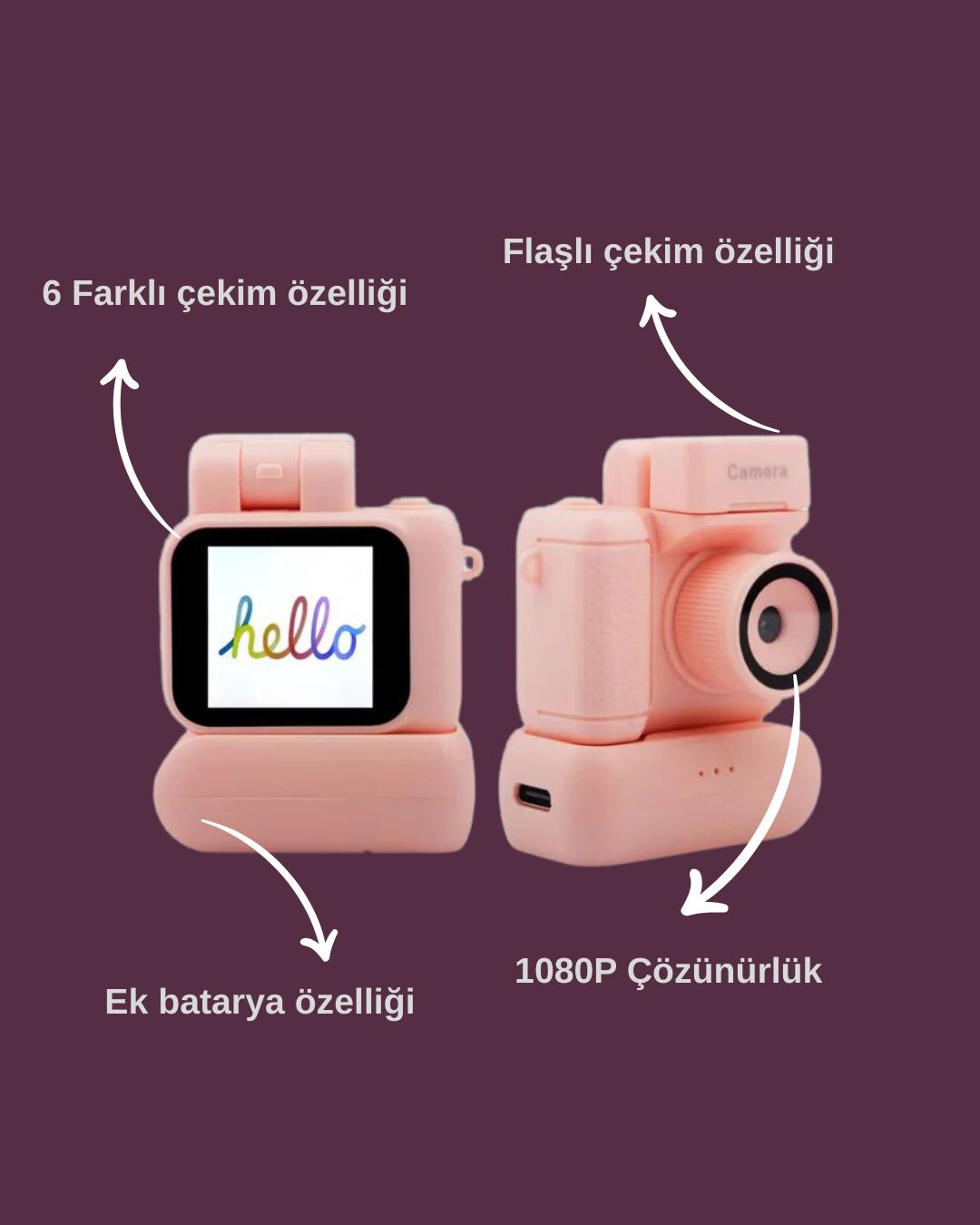 FLAŞLI  RETRO KAMERA {16GB hafıza kartı hediye]